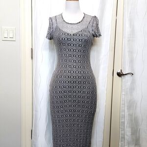 Hourglass Fitted Sheer Maxi Dress with Cap Sleeves